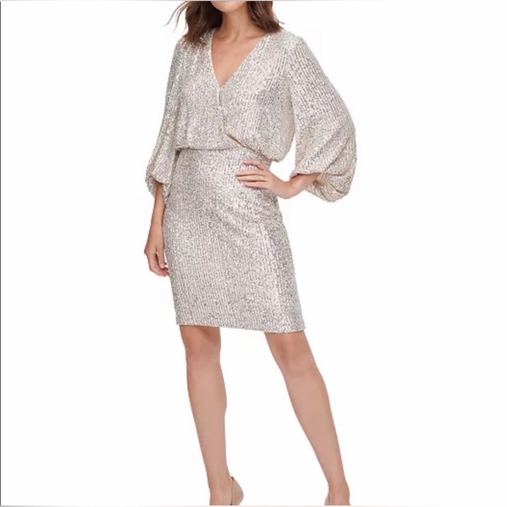 Eliza J Champagne Sequin Mini Dress